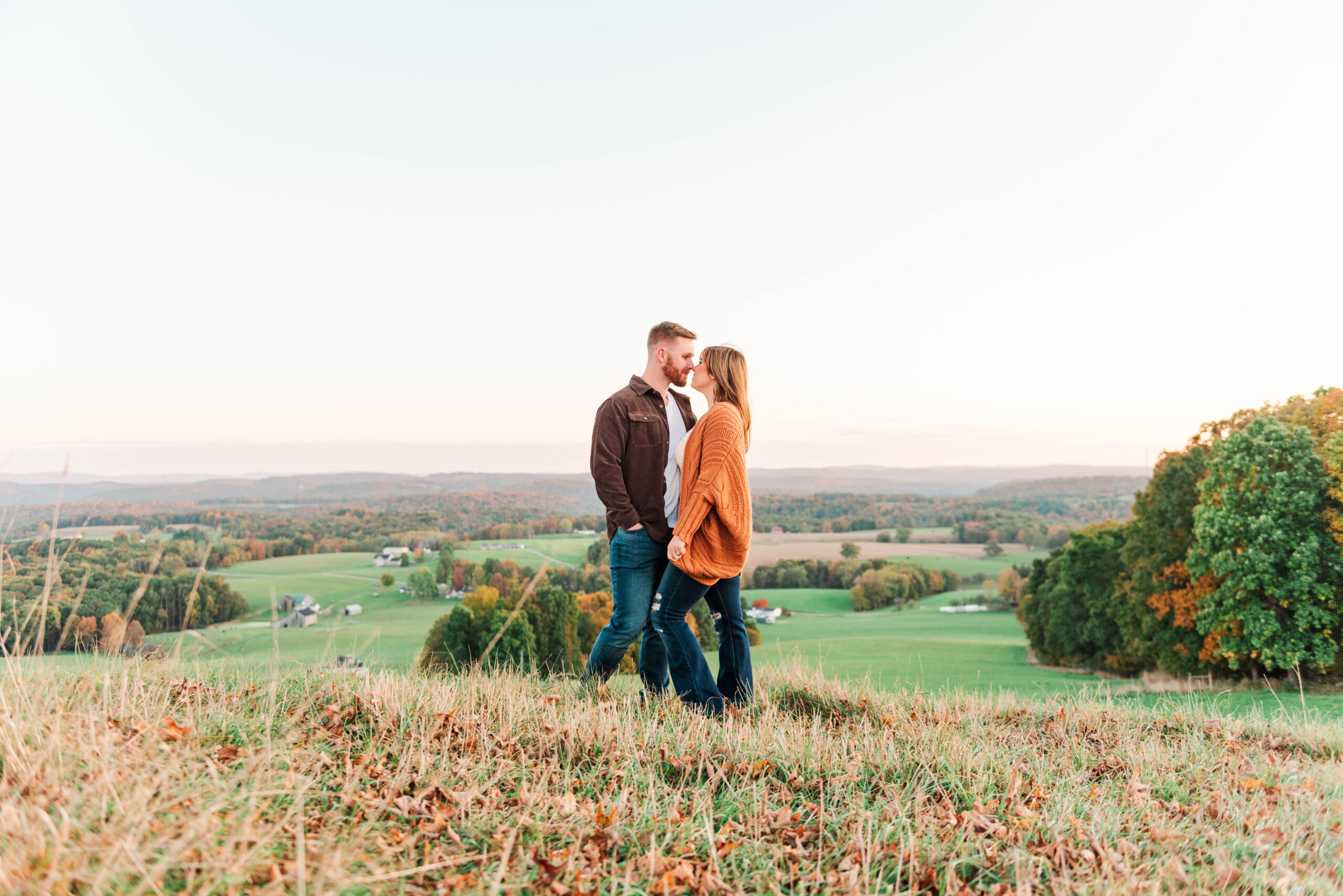 couple on a hill in West Virginia engagement portraits