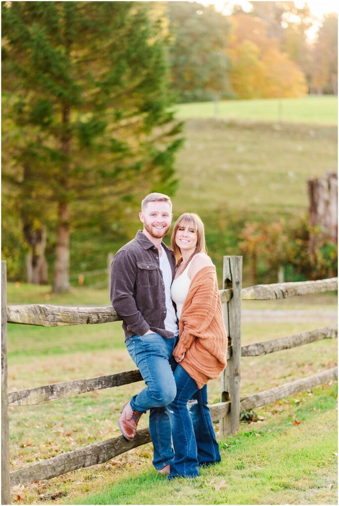 fall engagement session at a fence in West Virginia