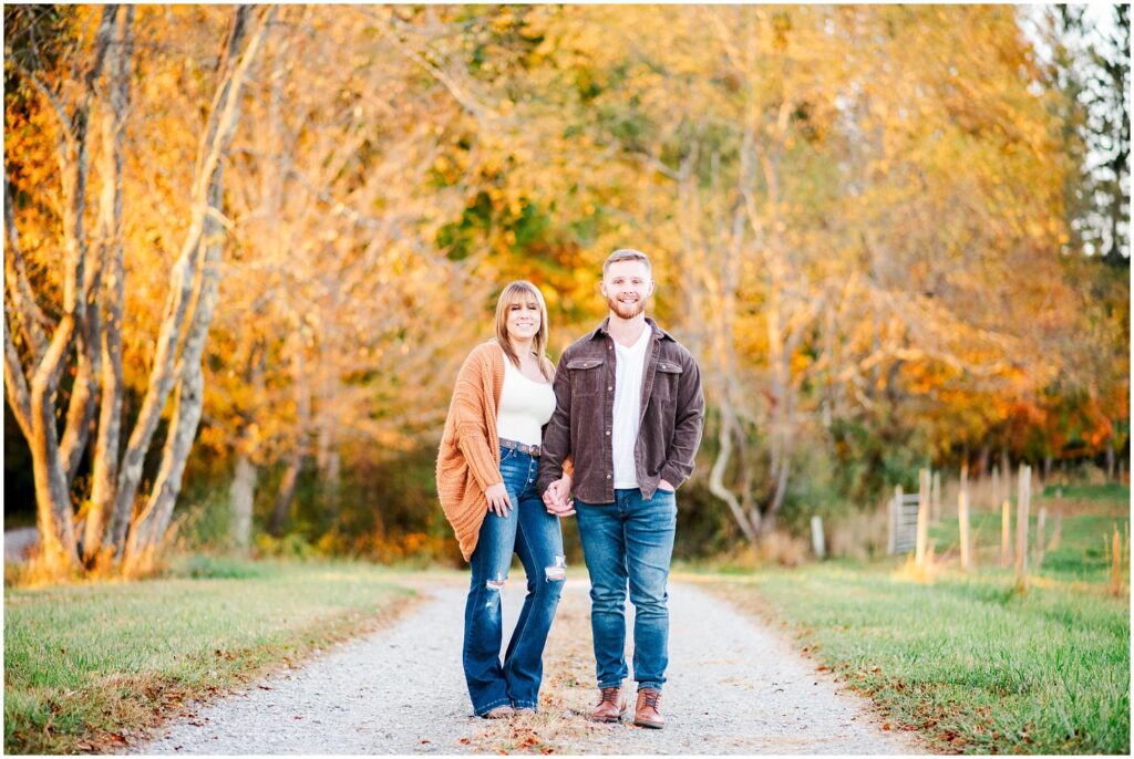 West Virginia engagement session with yellow trees in the fall