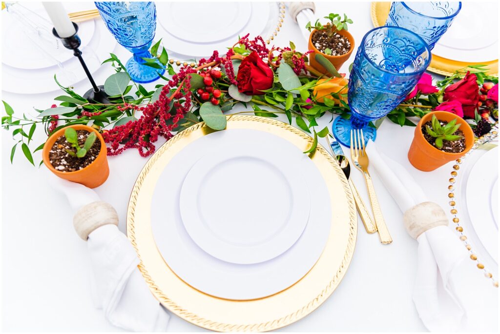 decorated reception table at fall wedding in Morgantown, WV